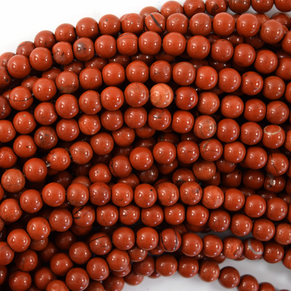 Natural Red Jasper Round Beads Gemstone 15" Strand 4mm 6mm 8mm 10mm 12mm