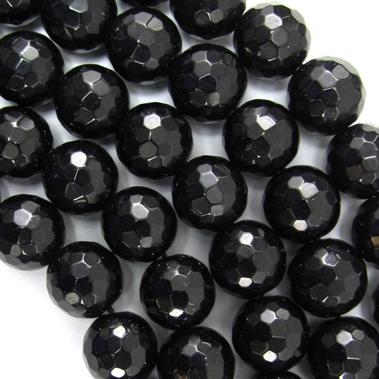 Faceted Black Onyx Round Beads Gemstone 15" Strand 2mm 3mm 4mm 6mm 8mm 10mm 12mm