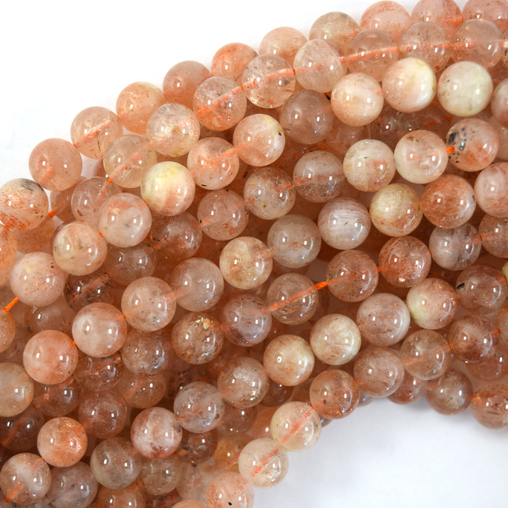 Natural Orange Gold Sunstone Round Beads Gemstone 15" Strand 6mm 8mm 10mm