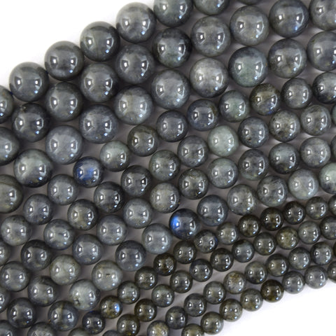 Natural Gray Labradorite Larvikite Round Beads 15" Strand 4mm 6mm 8mm 10mm 12mm