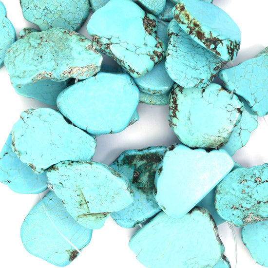 35mm - 40mm blue turquoise freeform slab slice beads 8