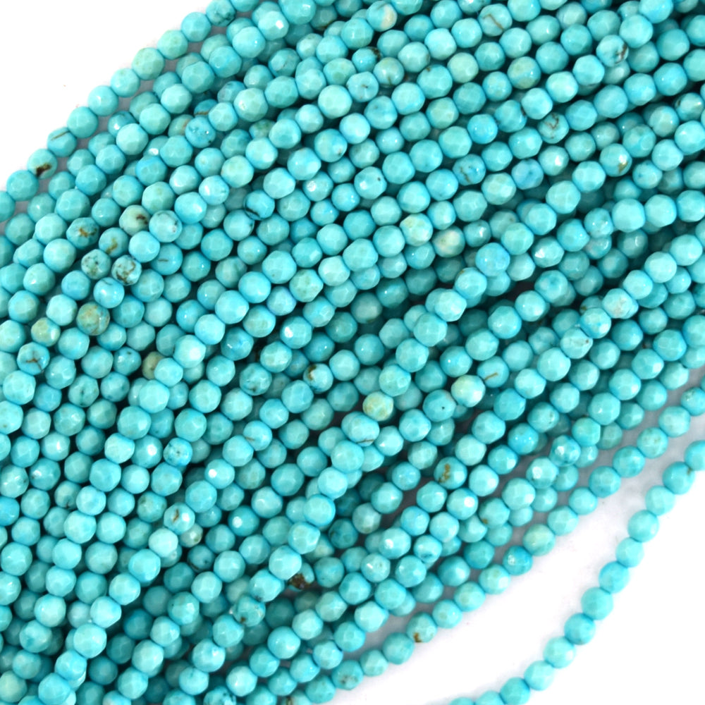 Faceted Blue Turquoise Round Beads 15.5" Strand 2mm 4mm 6mm 8mm 10mm 12mm S1