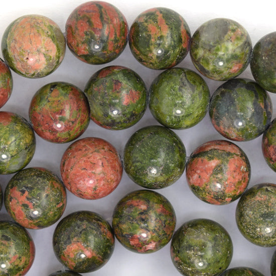 Natural Green Unakite Jasper Round Beads 15" Strand 4mm 6mm 8mm 10mm 12mm