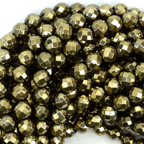 Natural Faceted Hematite Rondelle Button Beads 15.5" Strand 4mm 6mm 8mm 10mm