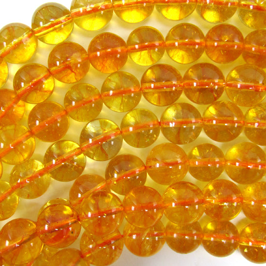 Yellow Citrine Round Beads Gemstone 15" Strand 4mm 6mm 8mm 10mm 12mm