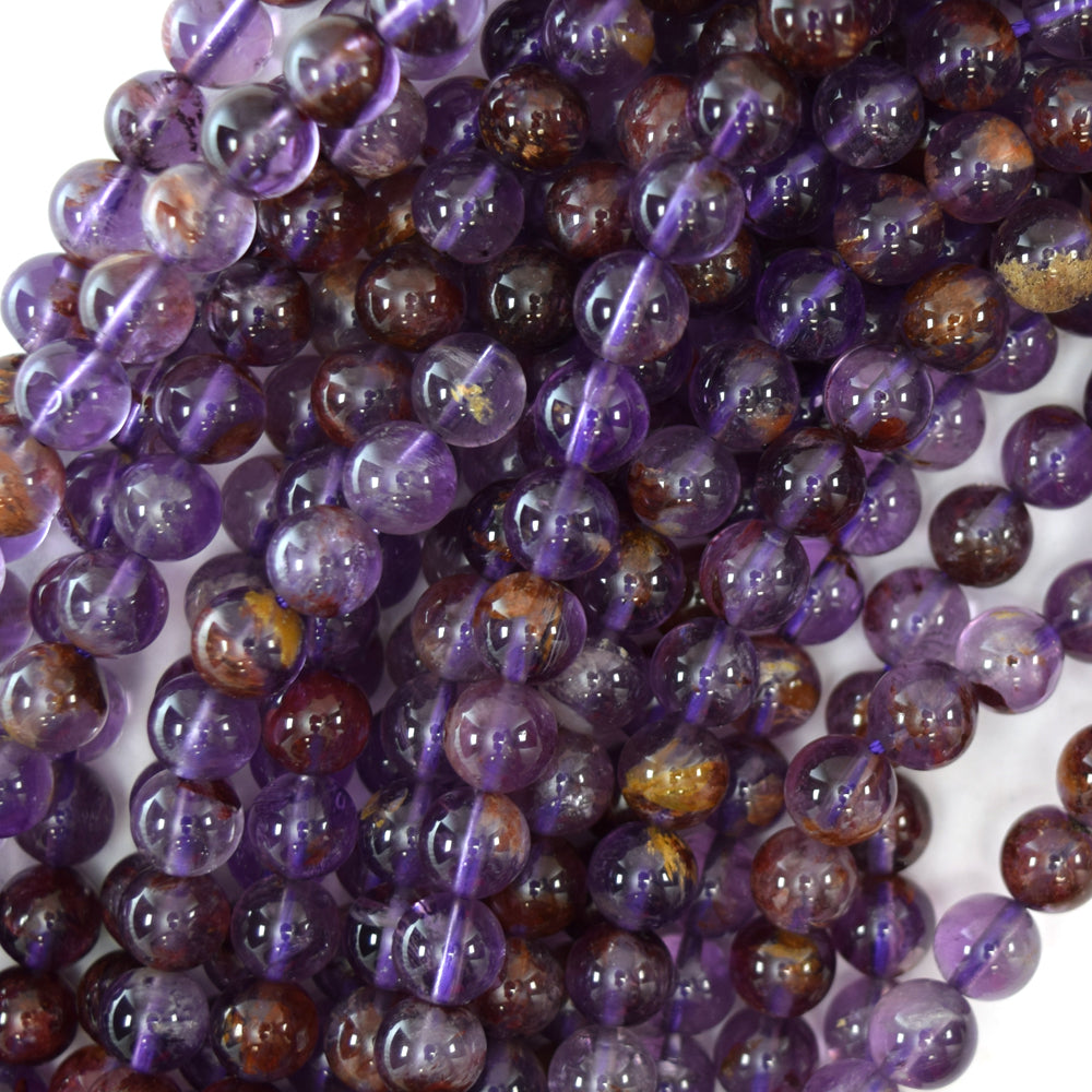 Natural Purple Phantom Amethyst Round Beads 15.5" Strand 6mm 8mm 10mm 12mm