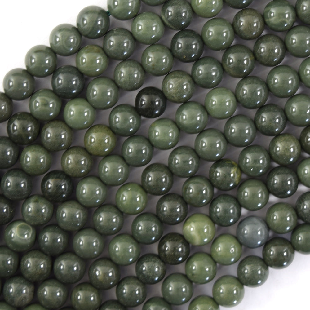 Natural African Solid Green Agate Round Beads Gemstone 15.5
