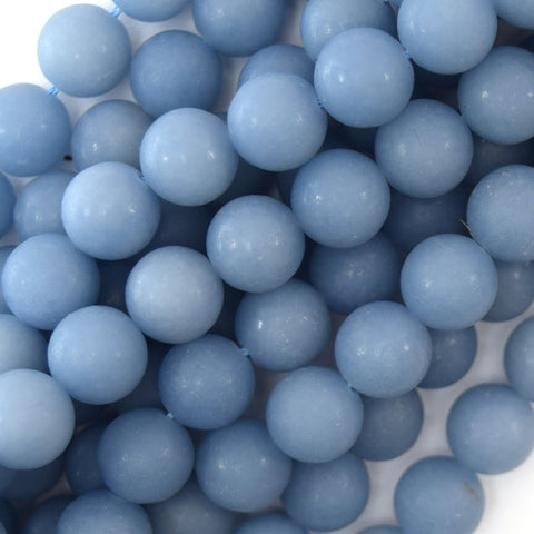 Natural Faceted Blue Angelite Round Beads Gemstone 15.5" Strand 3mm 4mm