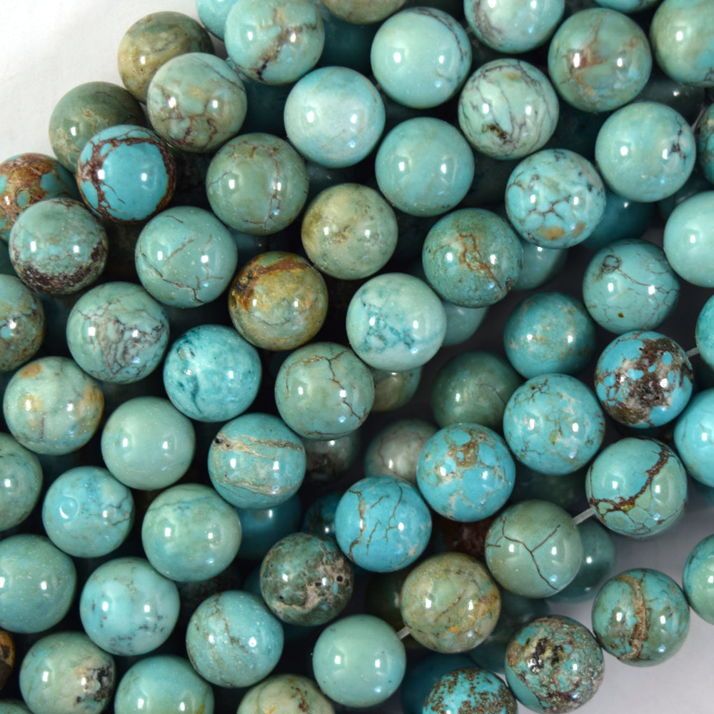 Blue Turquoise Round Beads 15.5" Strand 2mm 4mm 6mm 8mm 10mm 12mm Brown Matrix