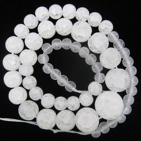 Natural Angola Off White Crystal Quartz Round Beads 15" Strand 6mm 8mm 10mm
