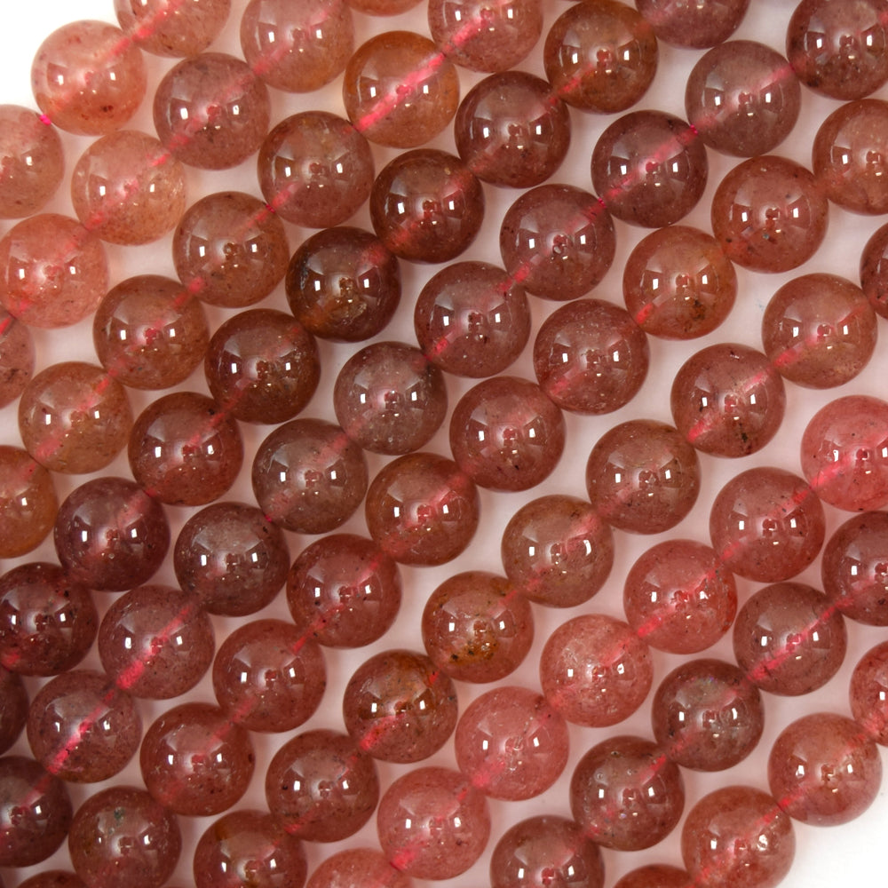 Natural Strawberry Quartz Round Beads Gemstone 15" Strand 6mm 8mm 10mm 12mm S1