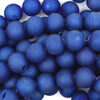Matte Blue Druzy Agate Round Beads Gemstone 15