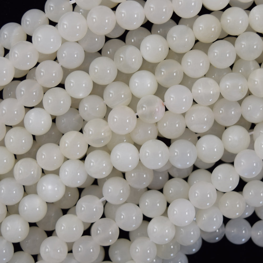 AA Natural Flash Milky White Moonstone Round Beads 15