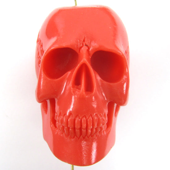 2 50mm acrylic resin skull pendant bead dark pink