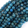 Natural Matte Blue Apatite Round Beads 15.5
