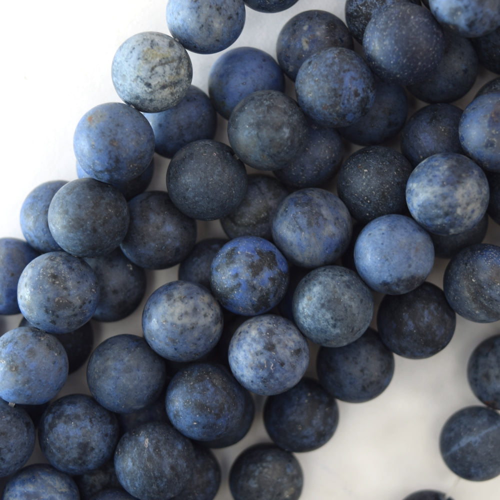 AA Natural Matte Blue Dumortierite Round Beads 15.5