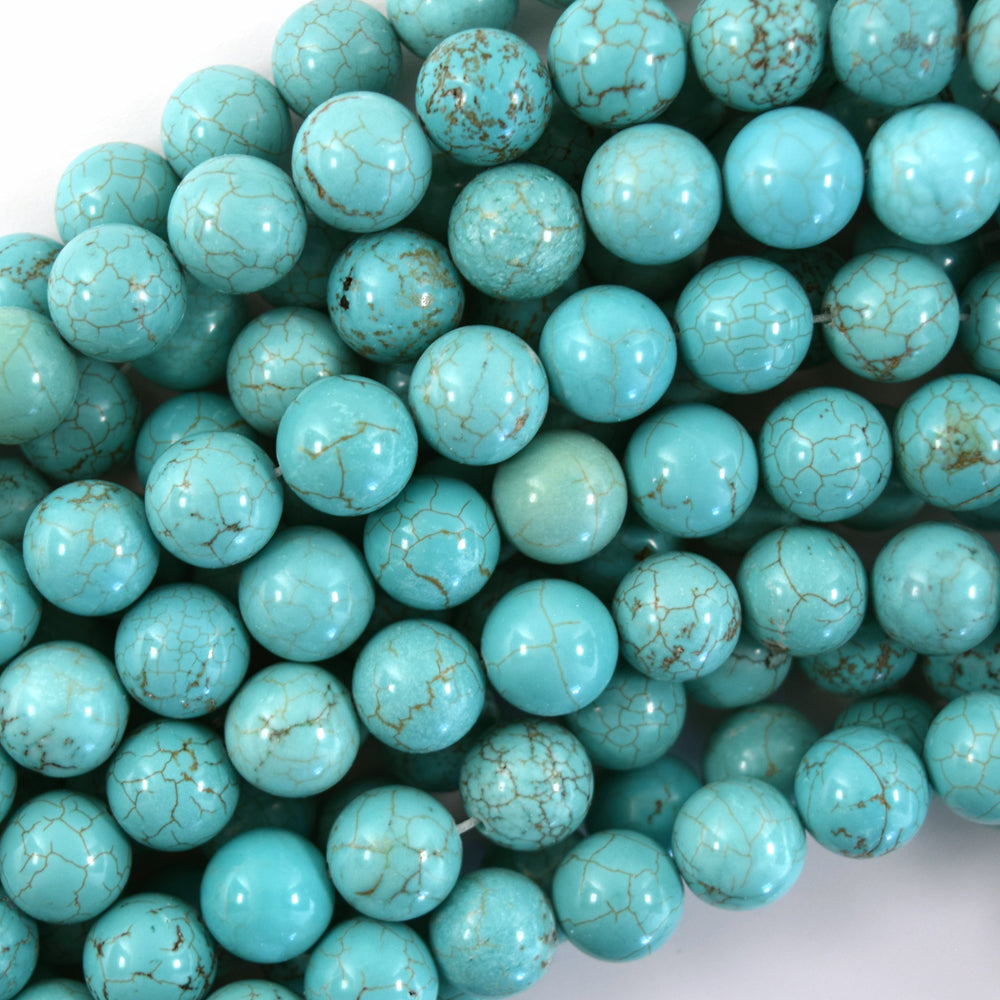 Blue Turquoise Round Beads Gemstone 15" Strand 2mm 4mm 6mm 8mm 10mm 12mm S2