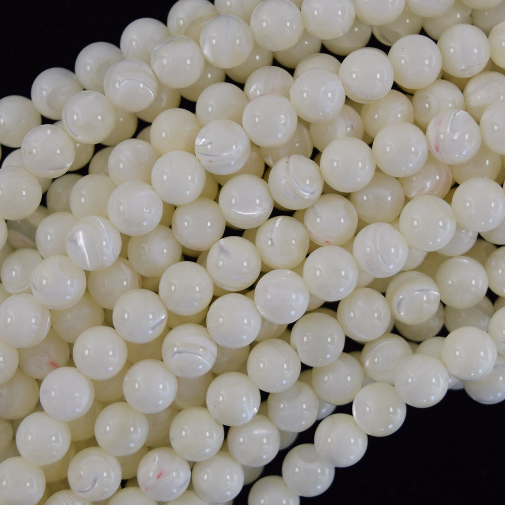 White Mother Of Pearl MOP Round Beads 15.5" Strand 3mm 4mm 6mm 8mm 10mm