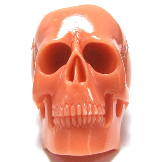 2 50mm Acrylic resin skull pendant bead pink