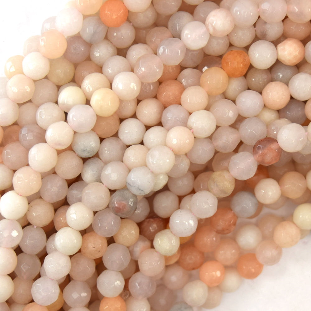 Natural Faceted Peach Aventurine Round Beads 15" Strand 6mm 8mm 10mm 12mm