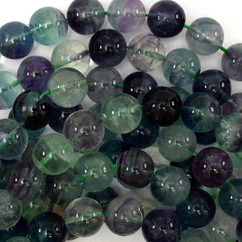 Natural Rainbow Fluorite Round Beads 15" Strand 4mm 6mm 8mm 10mm 12mm S1