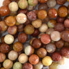 10mm faceted brown petrified wood agate round beads 15