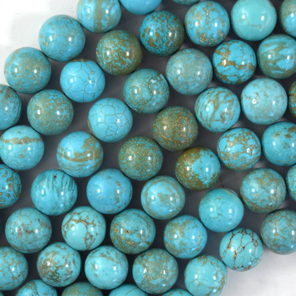 Blue Turquoise Round Beads 15.5" Strand 2mm 4mm 6mm 8mm 10mm 12mm Brown Matrix