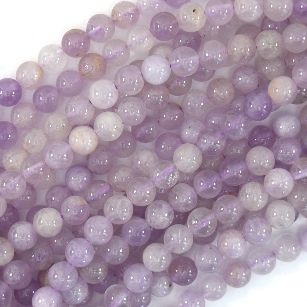 Natural Light Purple Amethyst Round Beads 15.5