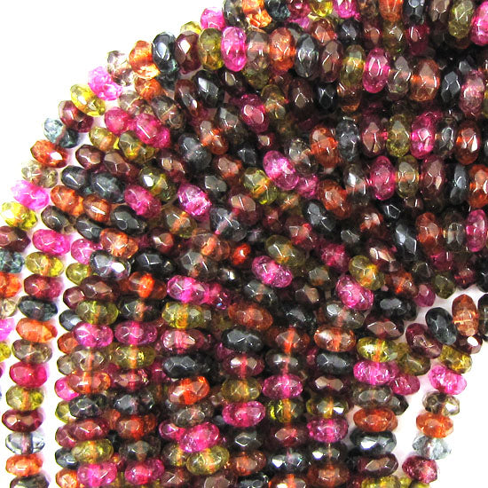 Faceted Watermelon Colored Quartz Rondelle Button Beads Gemstone 15