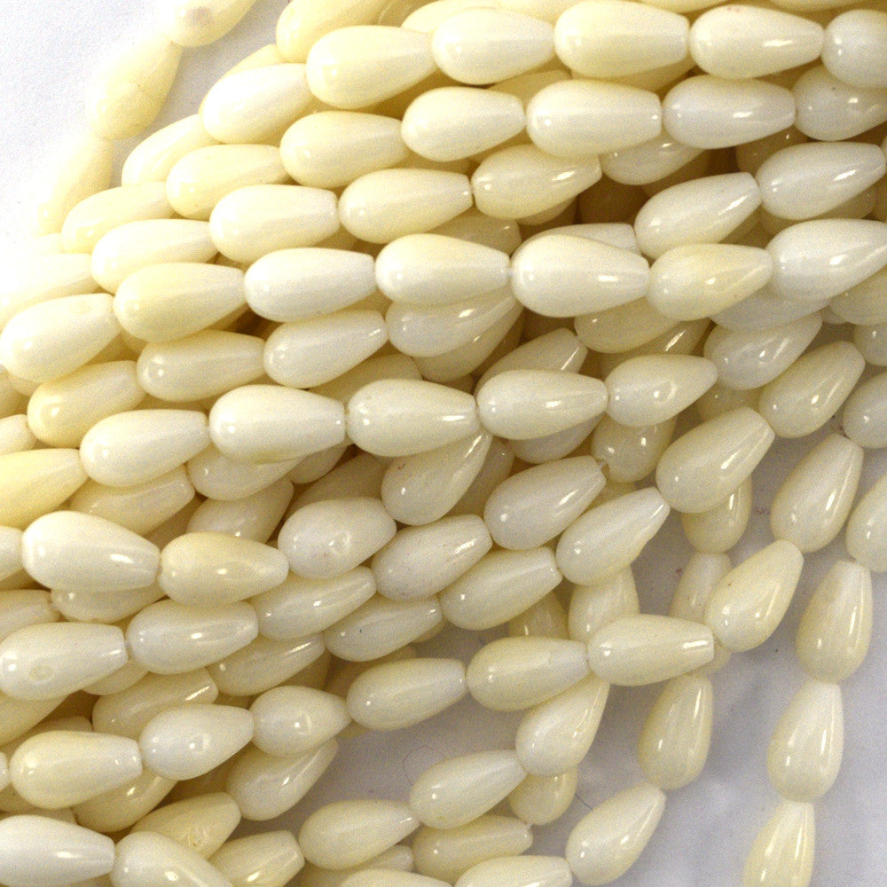 9mm white coral teardrop beads 15.5