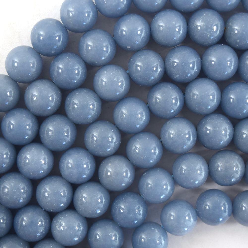 AA Natural Blue Angelite Round Beads Gemstone 15" Strand 4mm 6mm 8mm 10mm S1