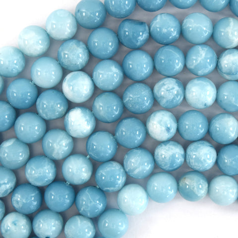 Matte Blue Larimar Quartz Round Beads 15.5" Strand 4mm 6mm 8mm 10mm 12mm