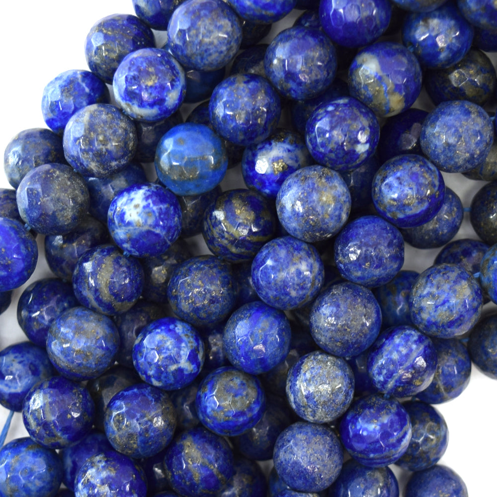 Natural Faceted Blue Lapis Lazuli Round Beads Gemstone 15" 3mm 4mm 6mm 8mm 10mm