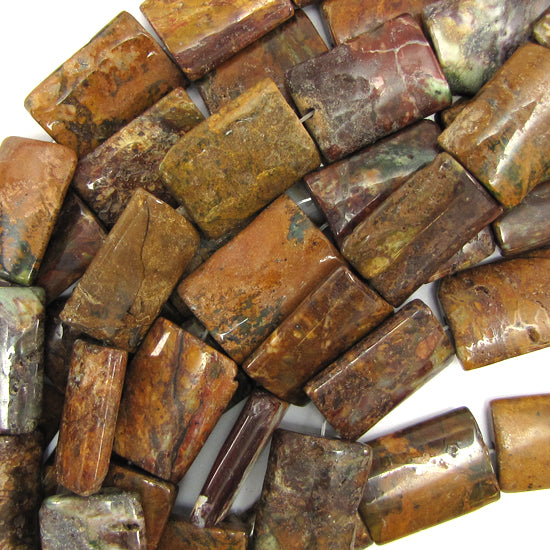 24mm brown green opal rectangle pillow beads 16