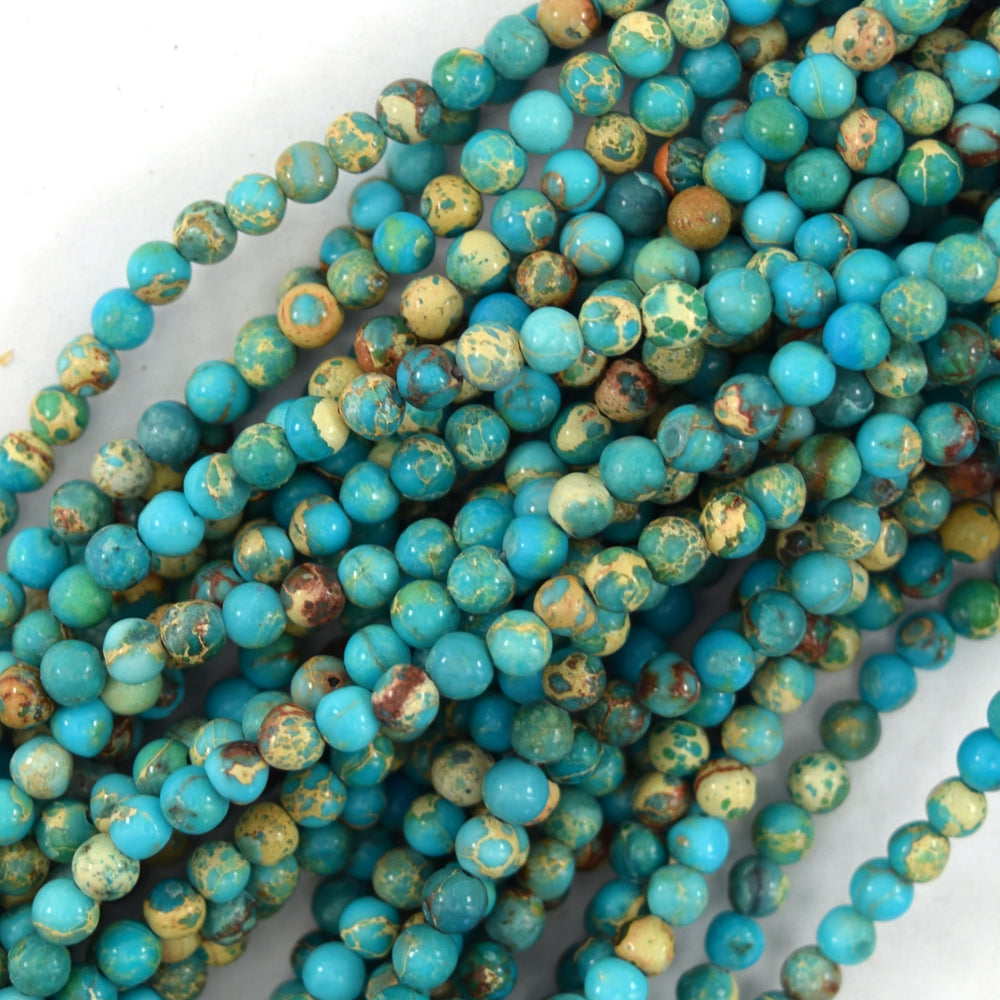 Sky Blue Sea Sediment Jasper Round Beads 15.5" Strand 4mm 6mm 8mm 10mm 12mm