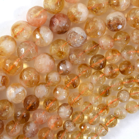 A grade Natural Yellow Citrine Round Beads 15" Strand 4mm 6mm 8mm 10mm 12mm S1