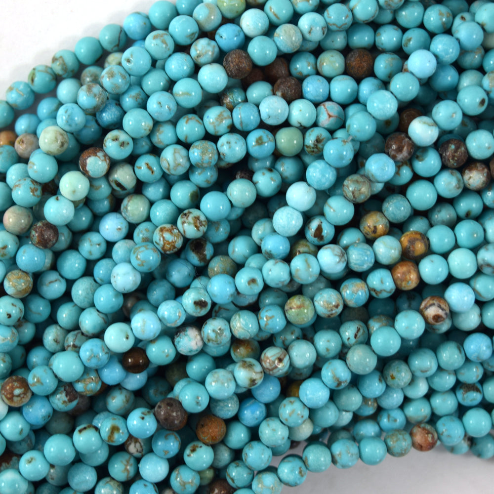 Blue Turquoise Round Beads 15.5" Strand 2mm 4mm 6mm 8mm 10mm 12mm Brown Matrix