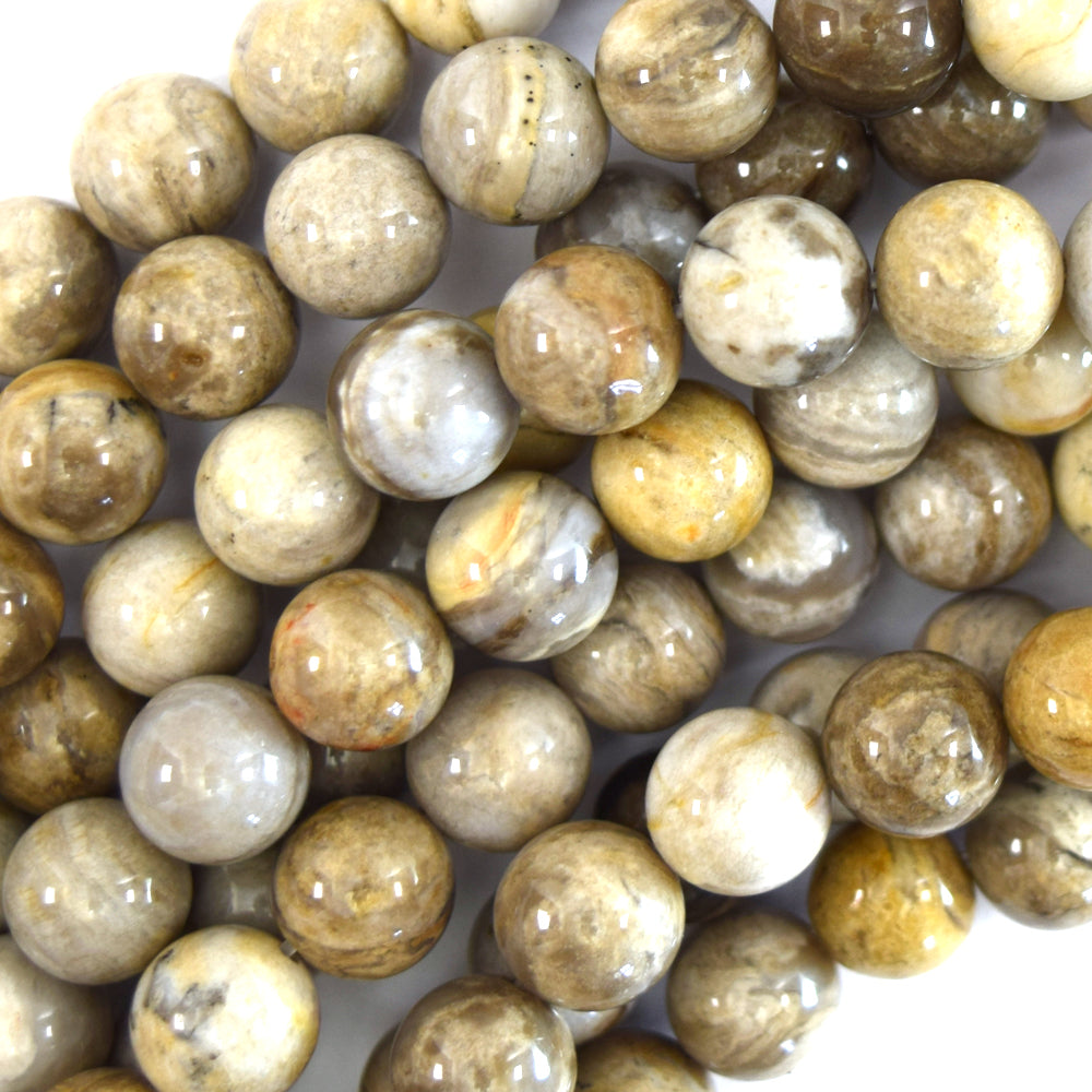 Natural Silver Leaf Jasper Round Beads 15.5" Strand 4mm 6mm 8mm