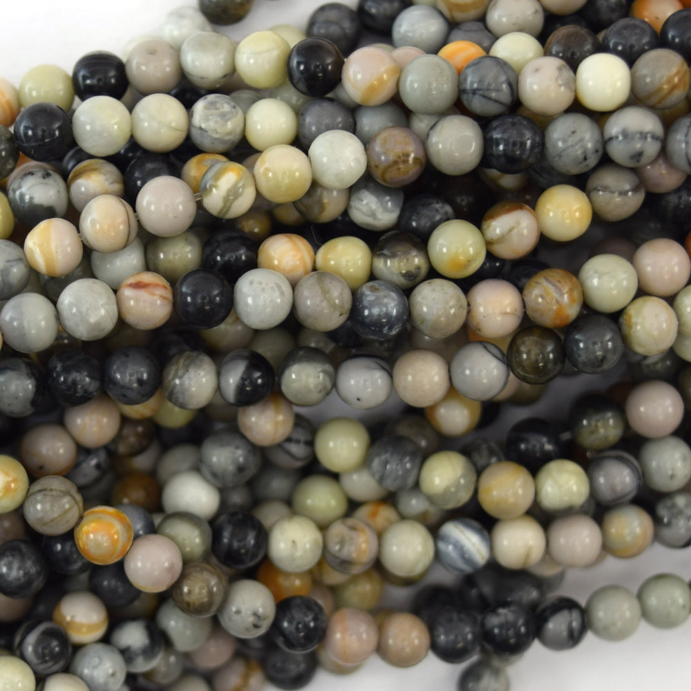 Natural Gray Picasso Jasper Round Beads 15