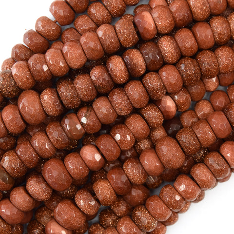 Faceted Goldstone Round Beads Gemstone 14" Strand 4mm 6mm 8mm 10mm 12mm