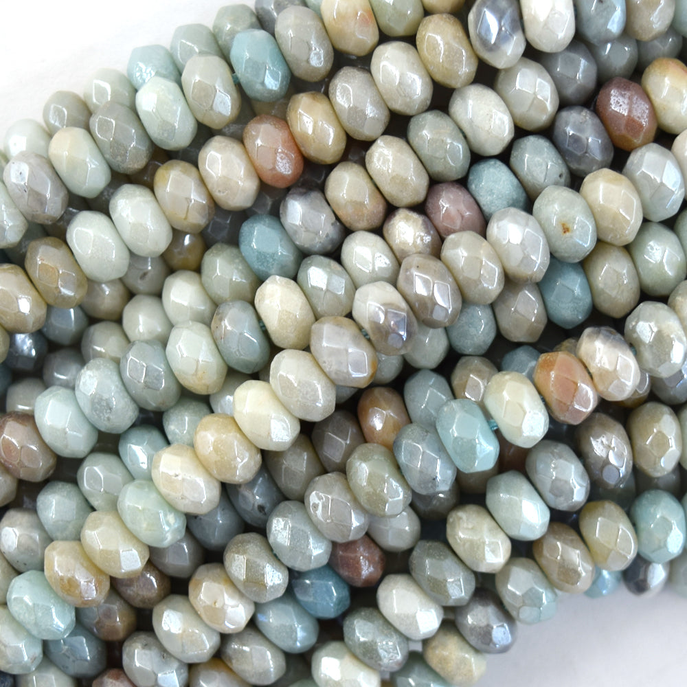 5x8mm Mystic Titanium Faceted Gemstone Rondelle Button Beads 15
