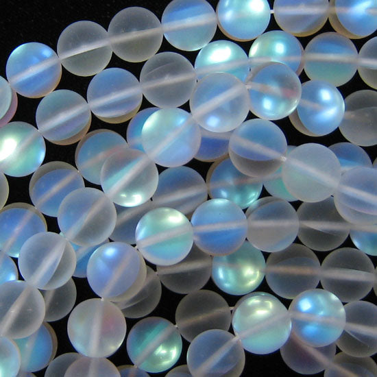 Matte White Mystic Aura Quartz Round Beads Gemstone 15" Strand 6mm 8mm 10mm 12mm