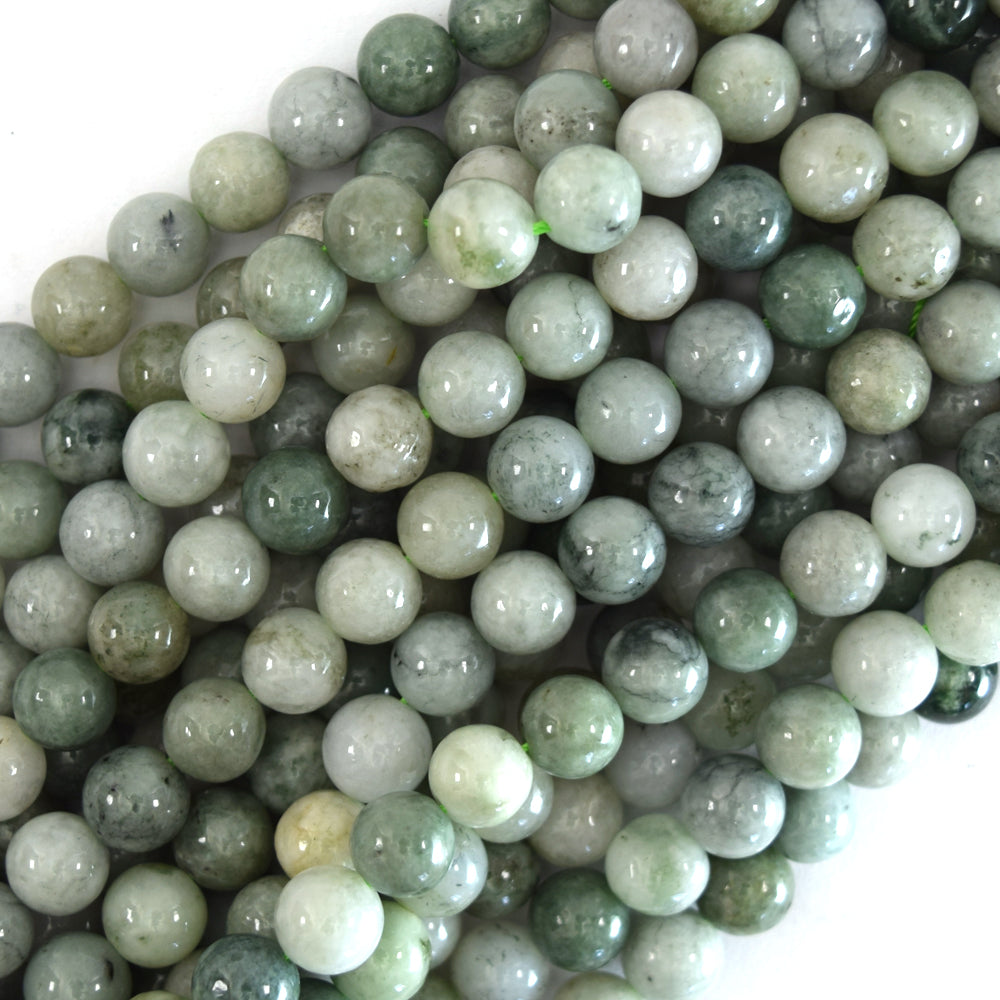Natural Burma Jadeite Jade Round Beads 15.5" Strand 4mm 6mm 8mm 10mm 12mm S3