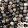 10mm black white sardonyx round beads 15.5