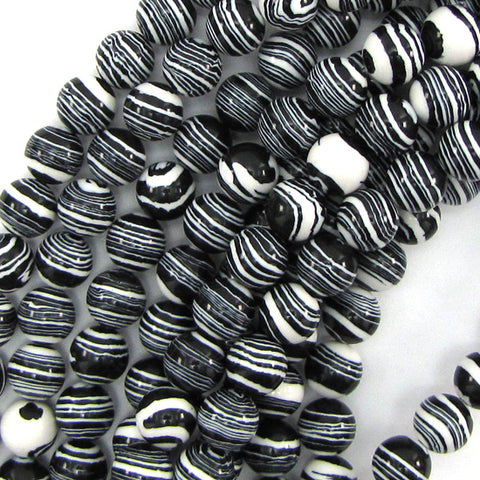6mm black rainbow calsilica round beads 15.5" strand