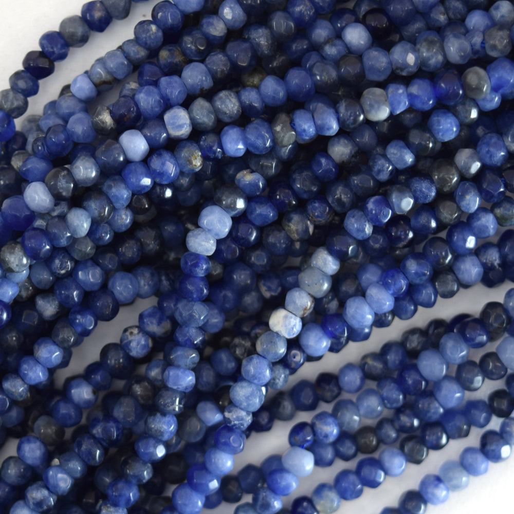 3mm faceted blue sodalite rondelle beads 15.5