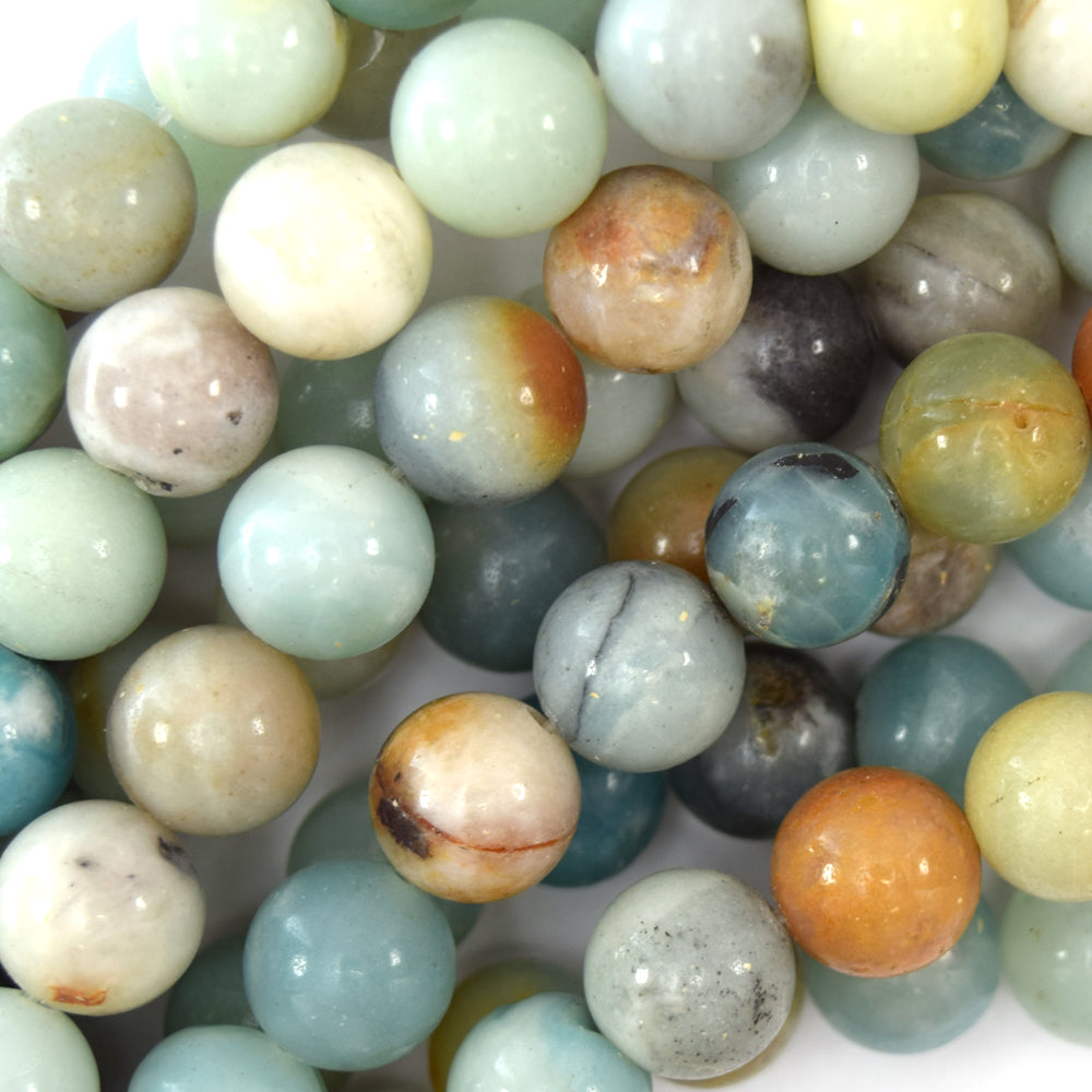Natural Multicolor Amazonite Round Beads 15" Strand 4mm 6mm 8mm 10mm 12mm