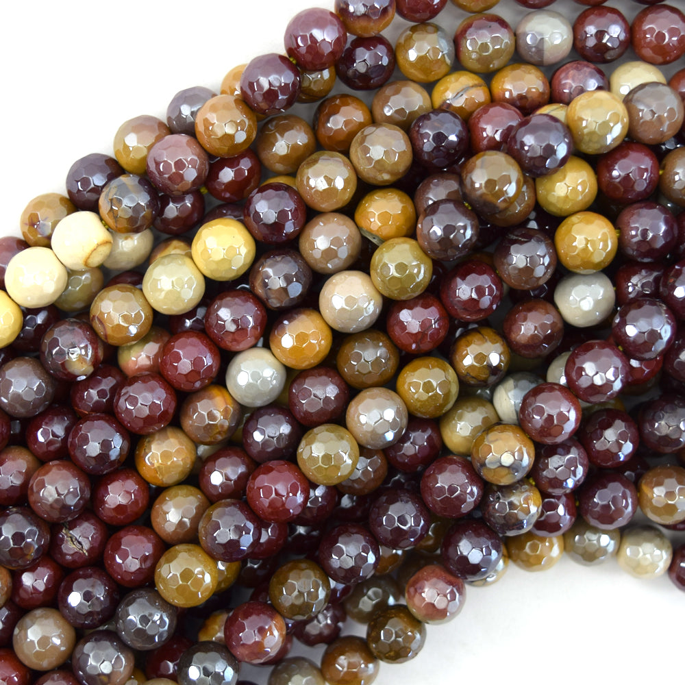 Mystic Titanium Faceted Mookaite Round Beads 15" Strand Mookite 6mm 8mm 10mm