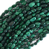 6mm - 8mm natural green malachite pebble nugget beads 15.5