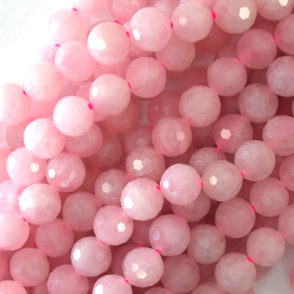 Natural Faceted Madagascar Pink Rose Quartz Round Beads 15.5" Strand 3mm 4mm